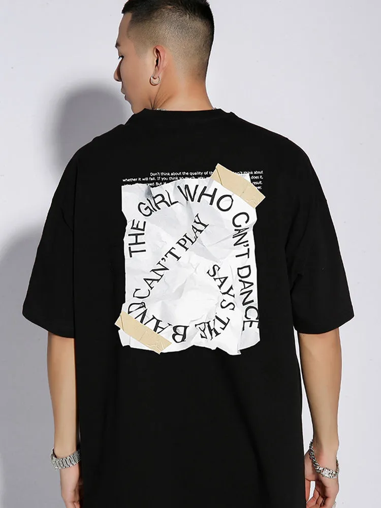 Men'S Letter Back Print T-Shirts