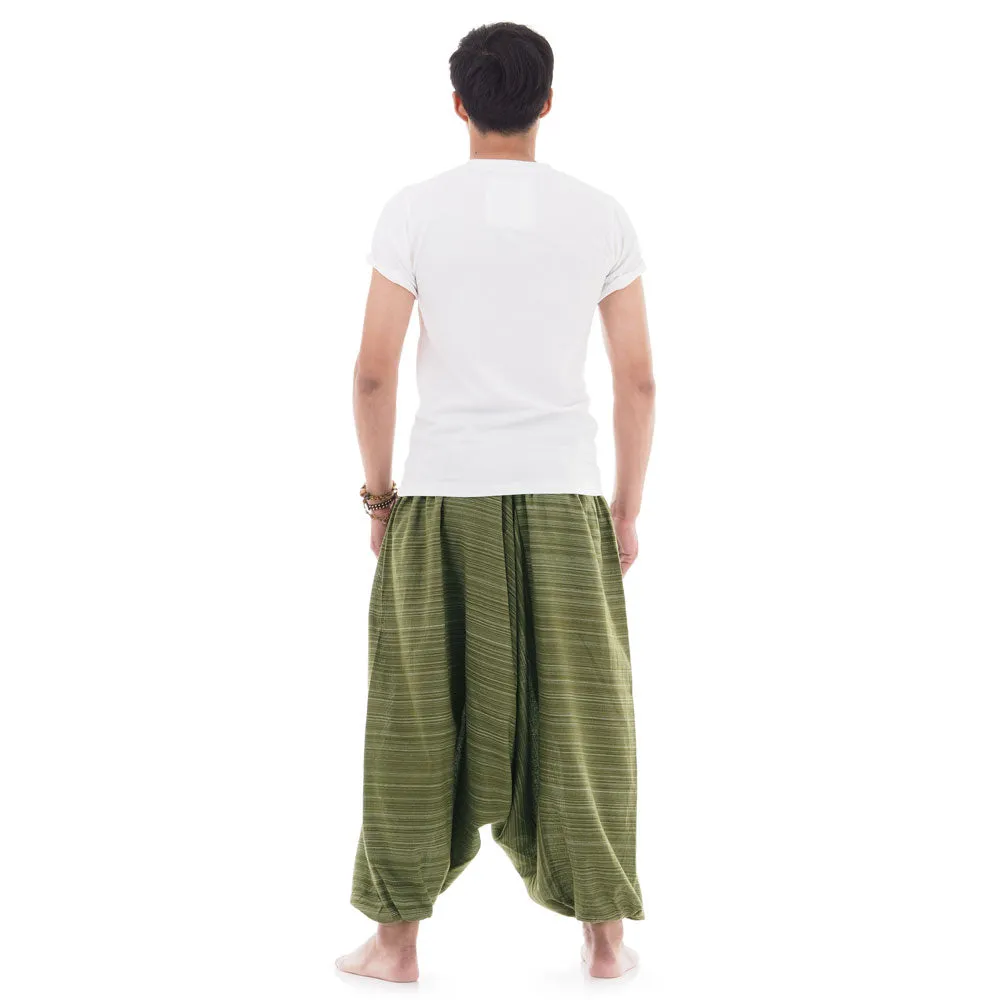 Men's Pinstripe Drop Crotch Harem Pants Jungle Green