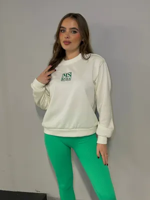 Miskyra Embroidered Sweatshirt - Cream