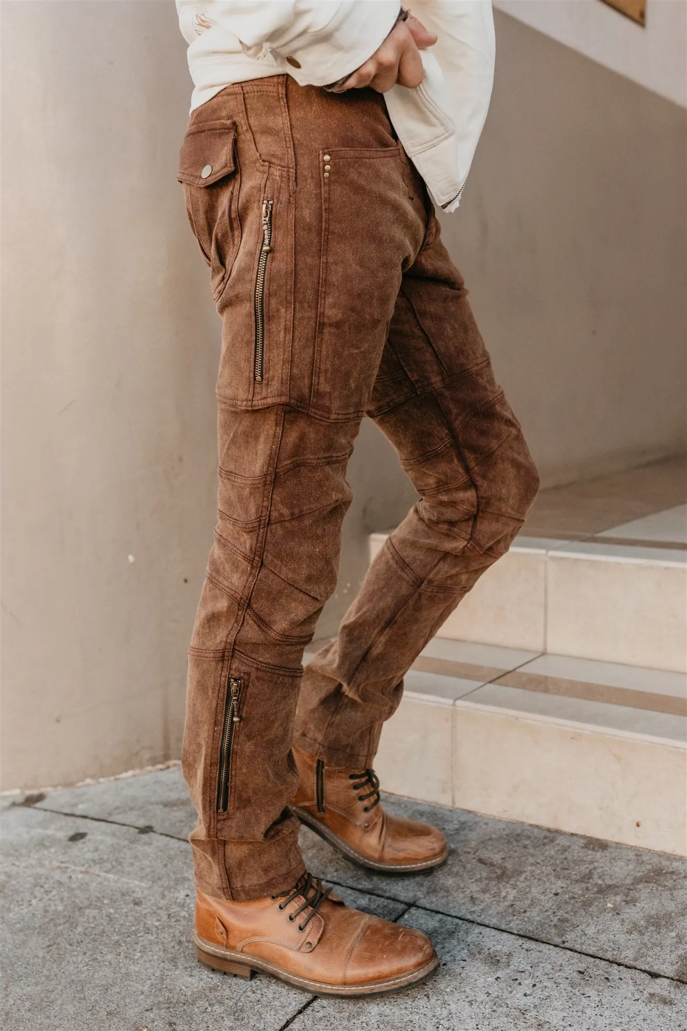 Moto Maxx Pants - Brown - Stretch Canvas