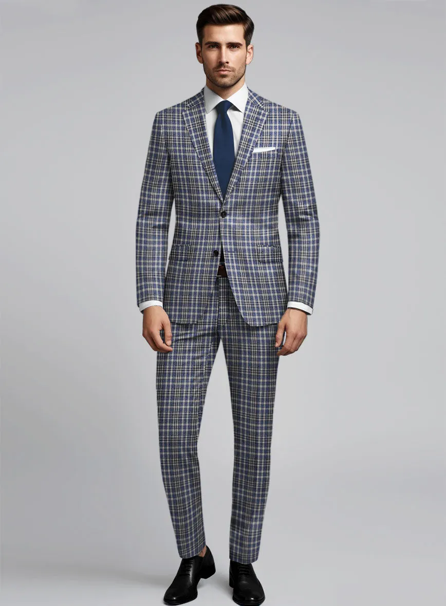 Noble Dante Blue Cotton Silk Linen Suit