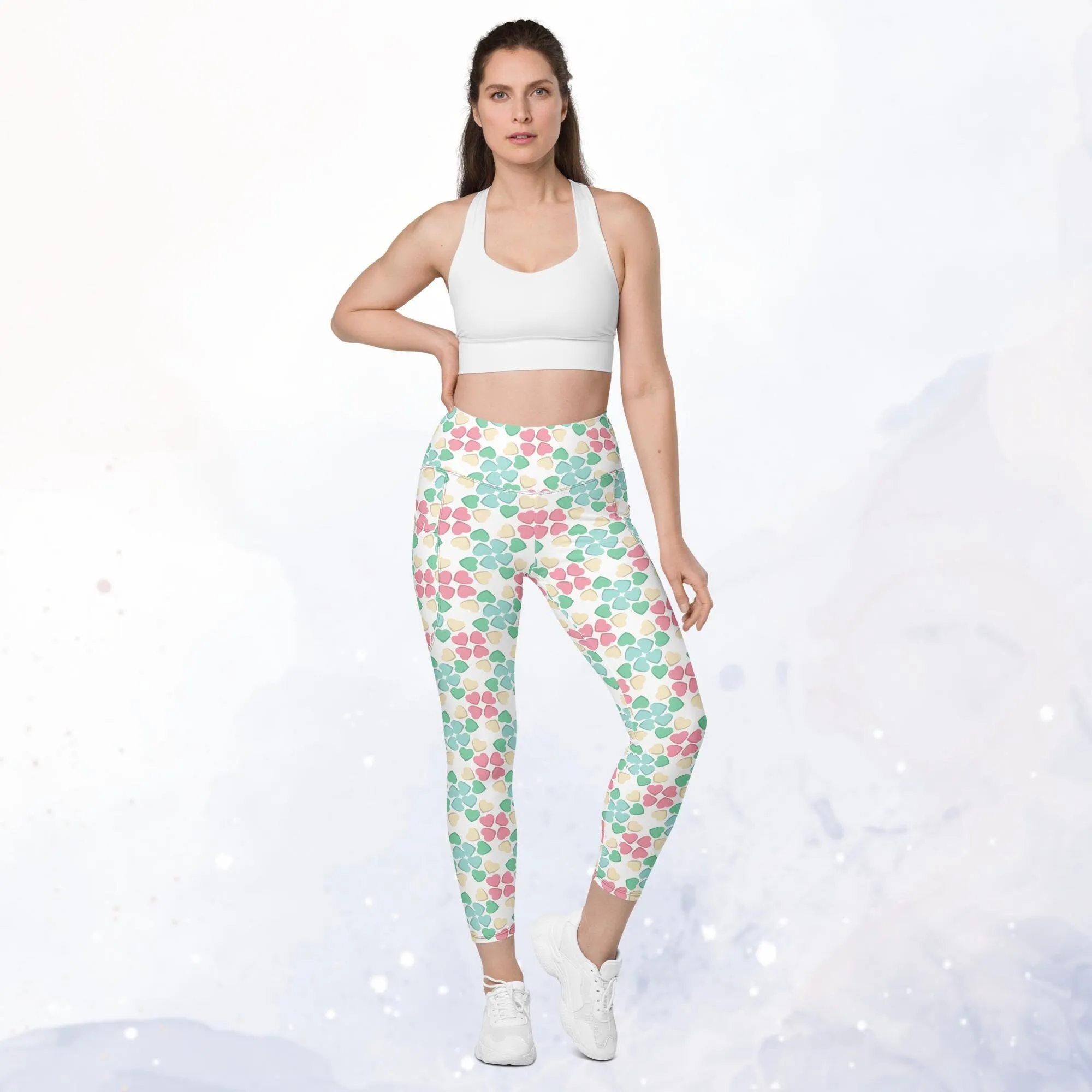 Pastel Candy Heart Leggings with Pockets