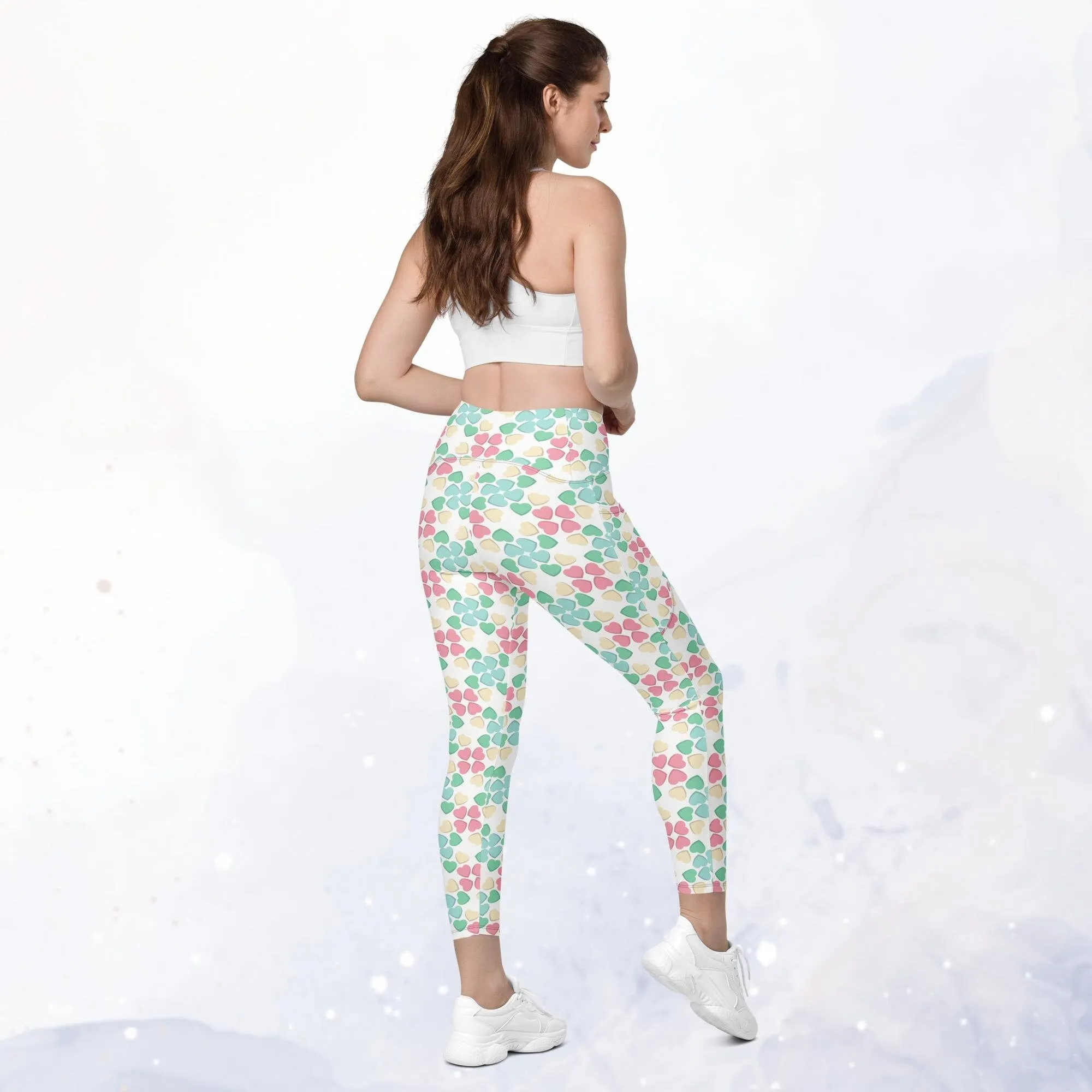 Pastel Candy Heart Leggings with Pockets