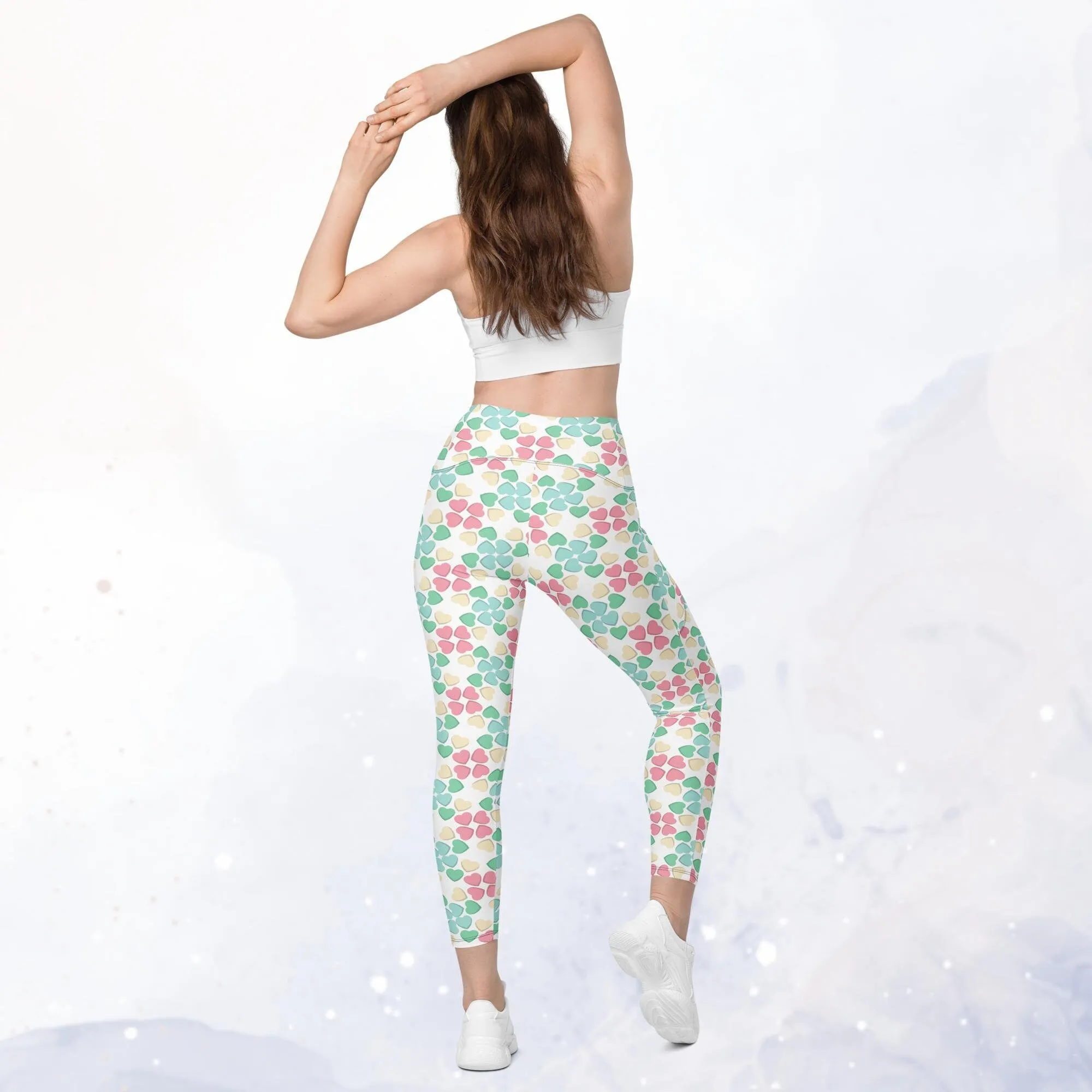 Pastel Candy Heart Leggings with Pockets