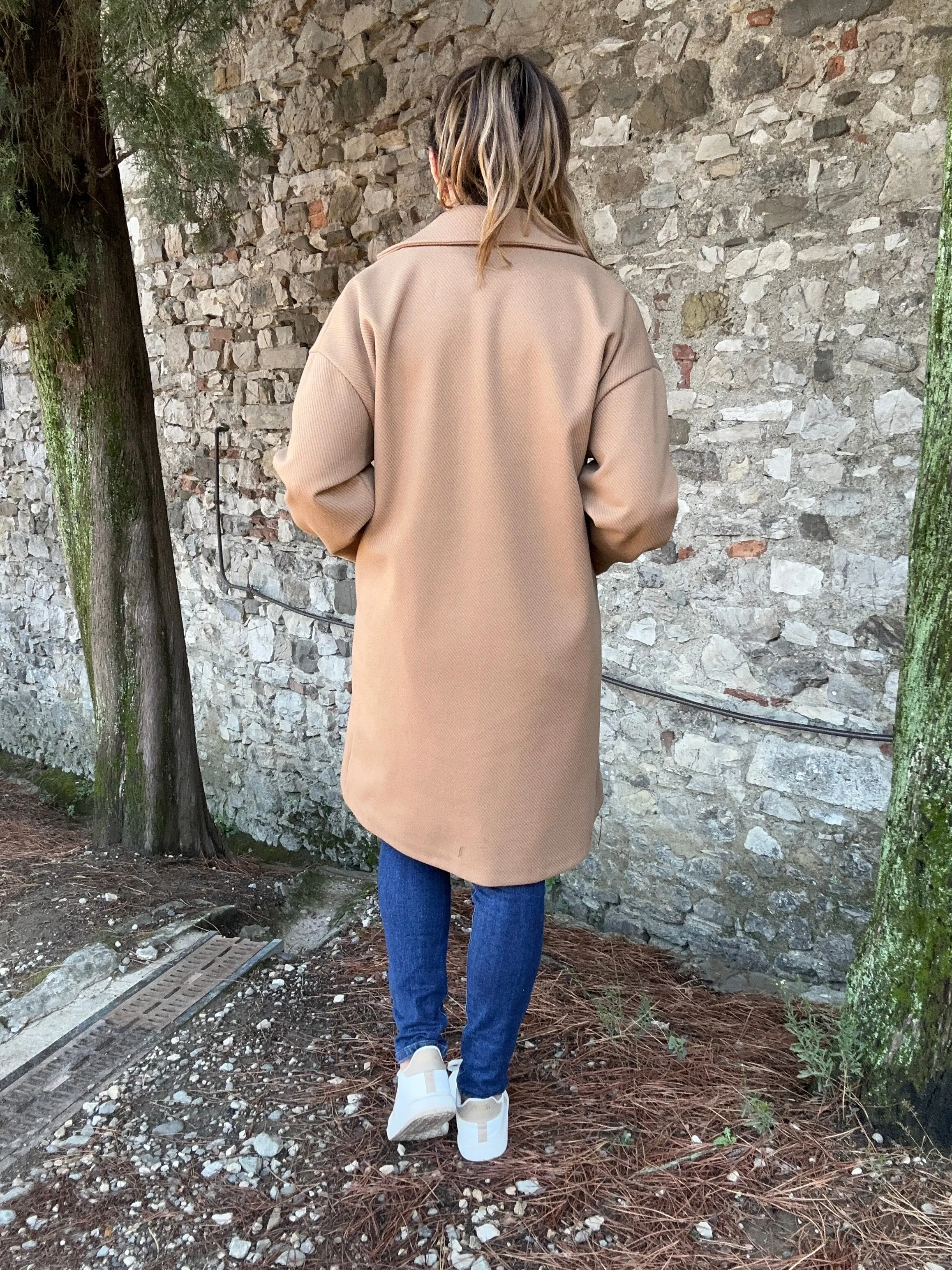 Penelope Beige Dropped Shoulder Coat