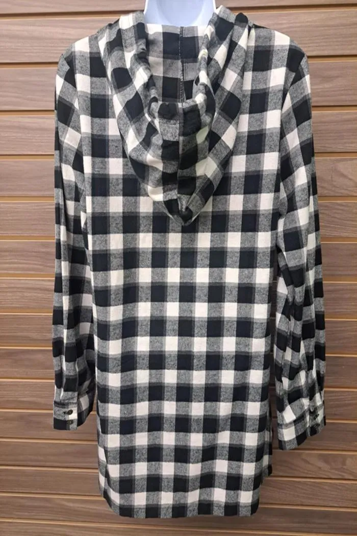 Plaid Flannel Hoodie Kangaroo Pocket