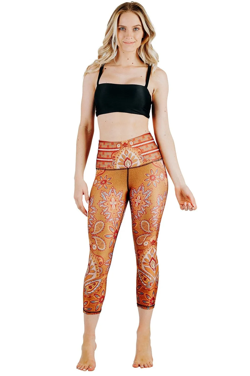 Rad Paisley Printed Yoga Crops