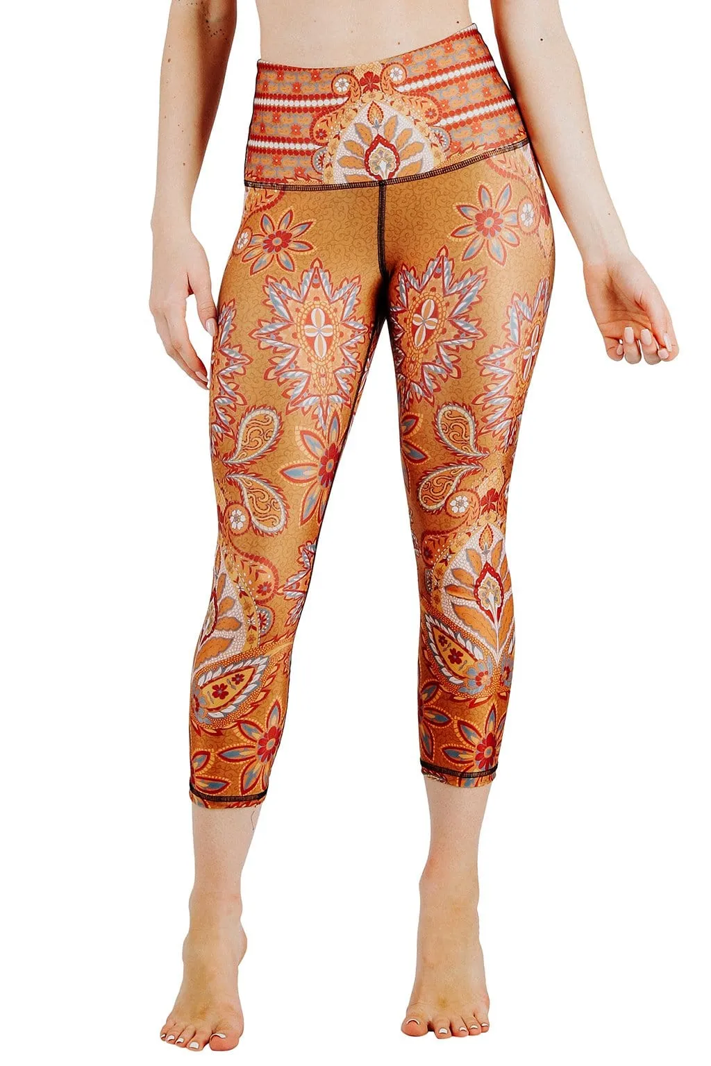 Rad Paisley Printed Yoga Crops