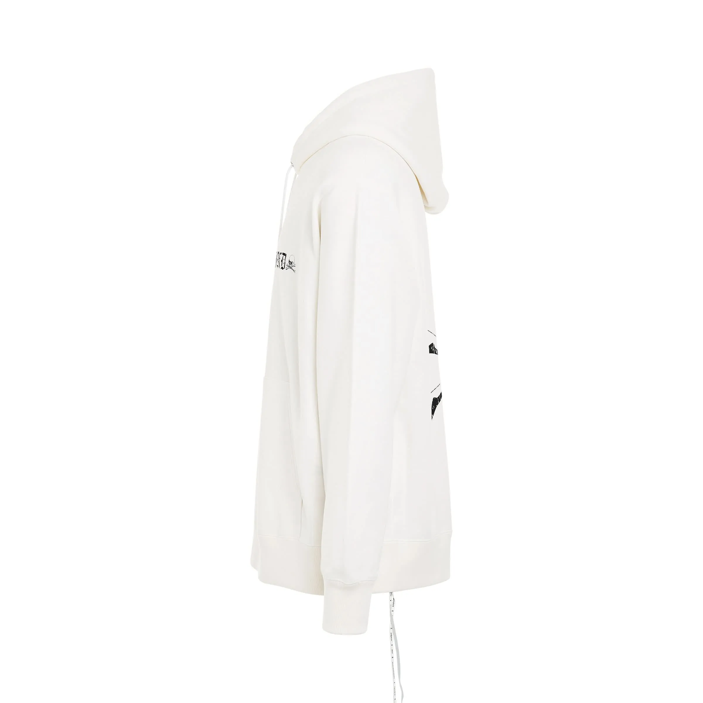 Rubbed Logo Hoodie in White