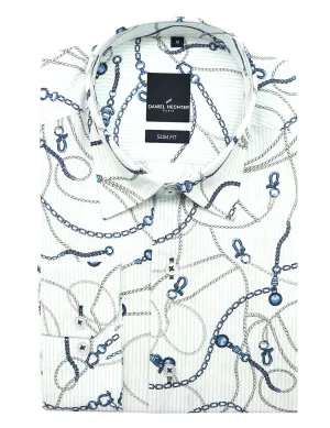 Sel Blue  Chainrope Printed Shirt