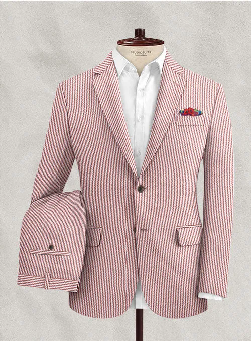 Solbiati Coral Red Seersucker Suit