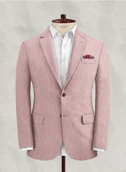 Solbiati Coral Red Seersucker Suit