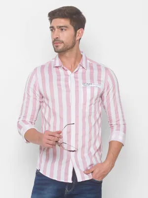 Spykar Men Tan Pink Cotton Shirts (Slim)