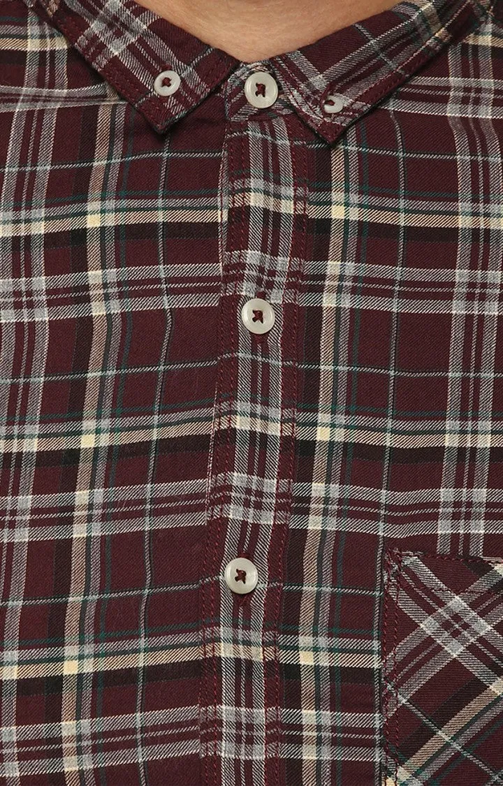 Spykar Men'S Red Cotton Checked Casual Shirts