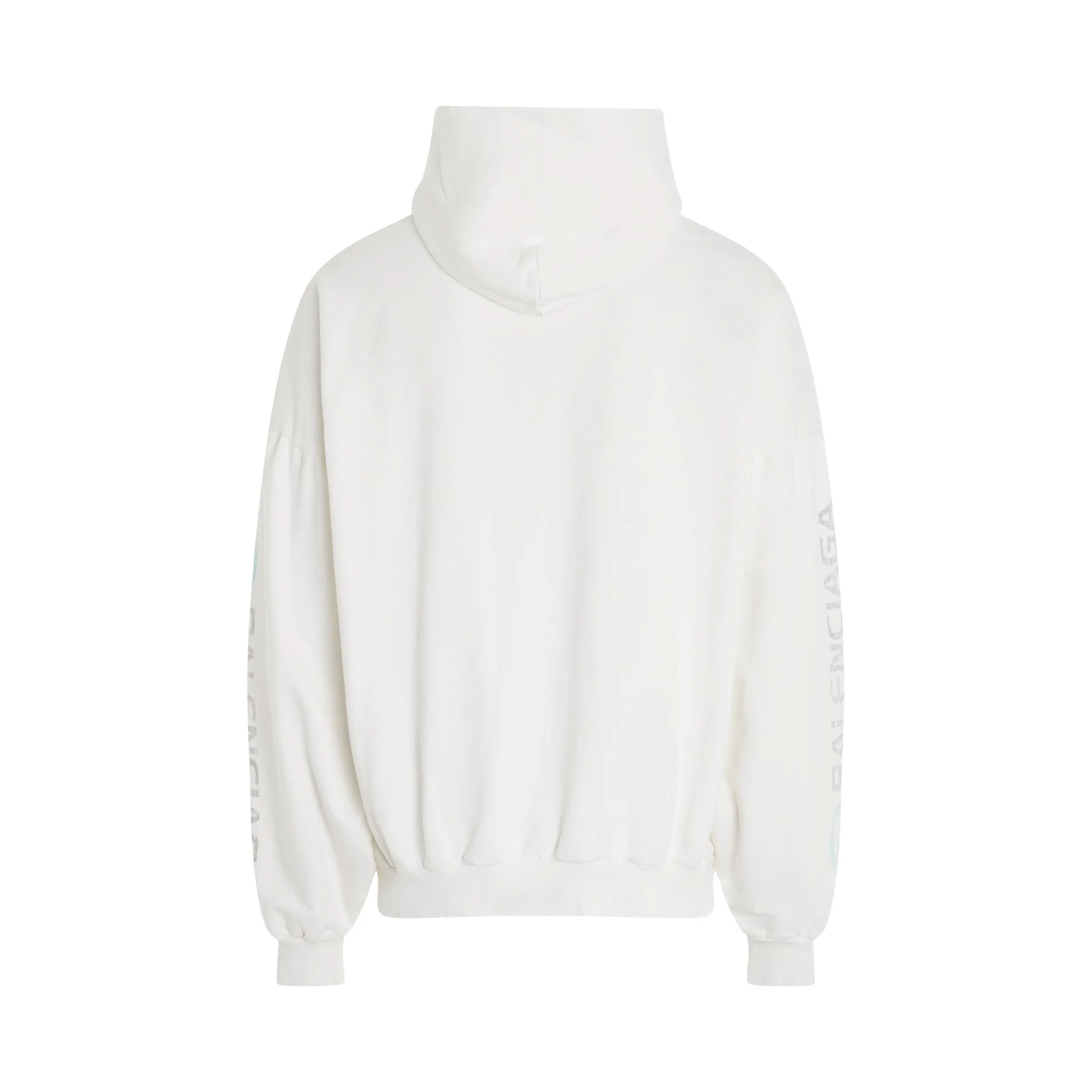 Surfer Round Hoodie in White/Light Blue