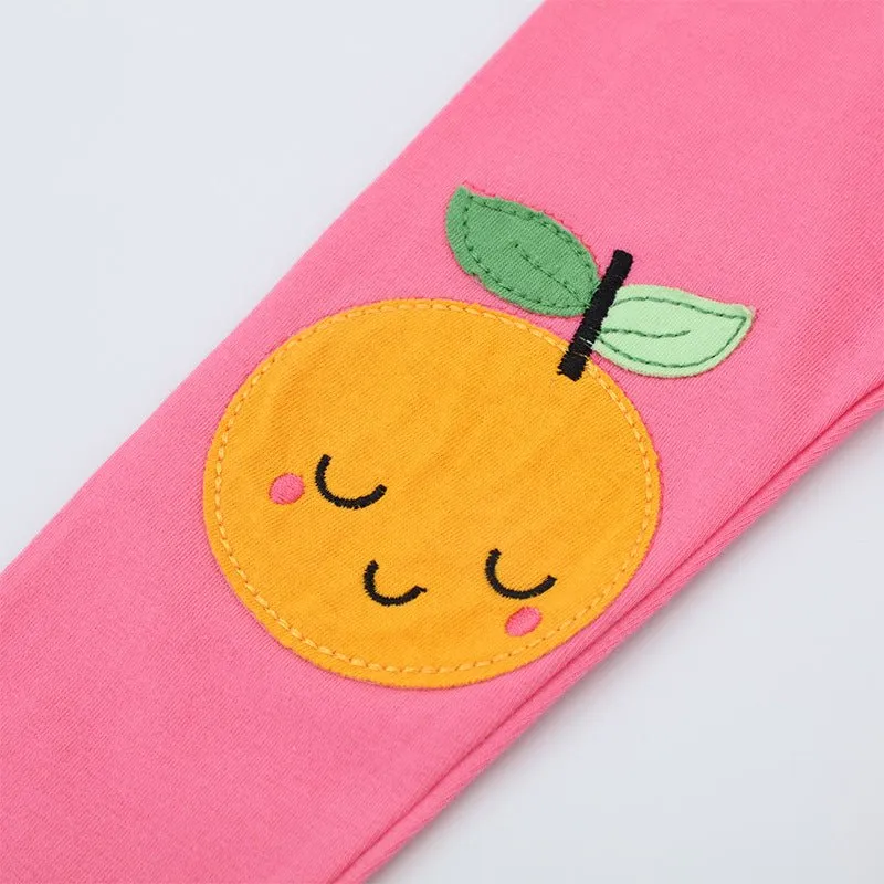 Toddler/Kid Girl's Orange Fruit Design Pink Leggings