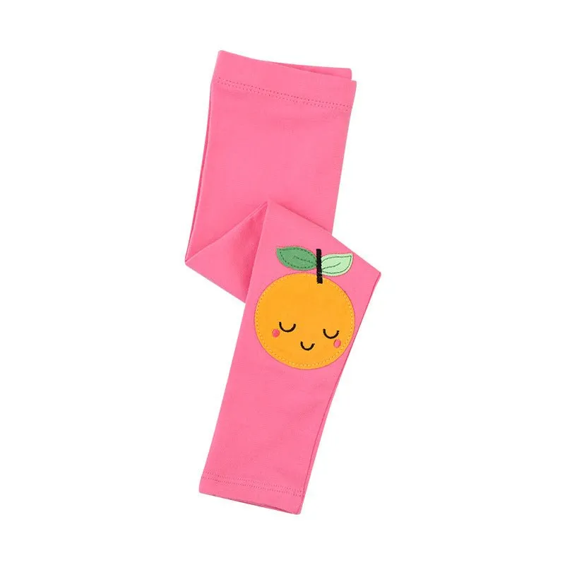 Toddler/Kid Girl's Orange Fruit Design Pink Leggings