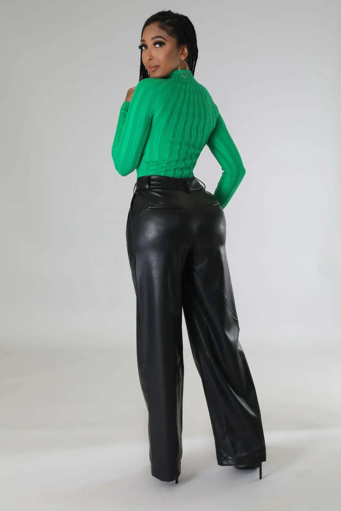 Trend4us Luxe Wide-Leg Faux Leather Trousers