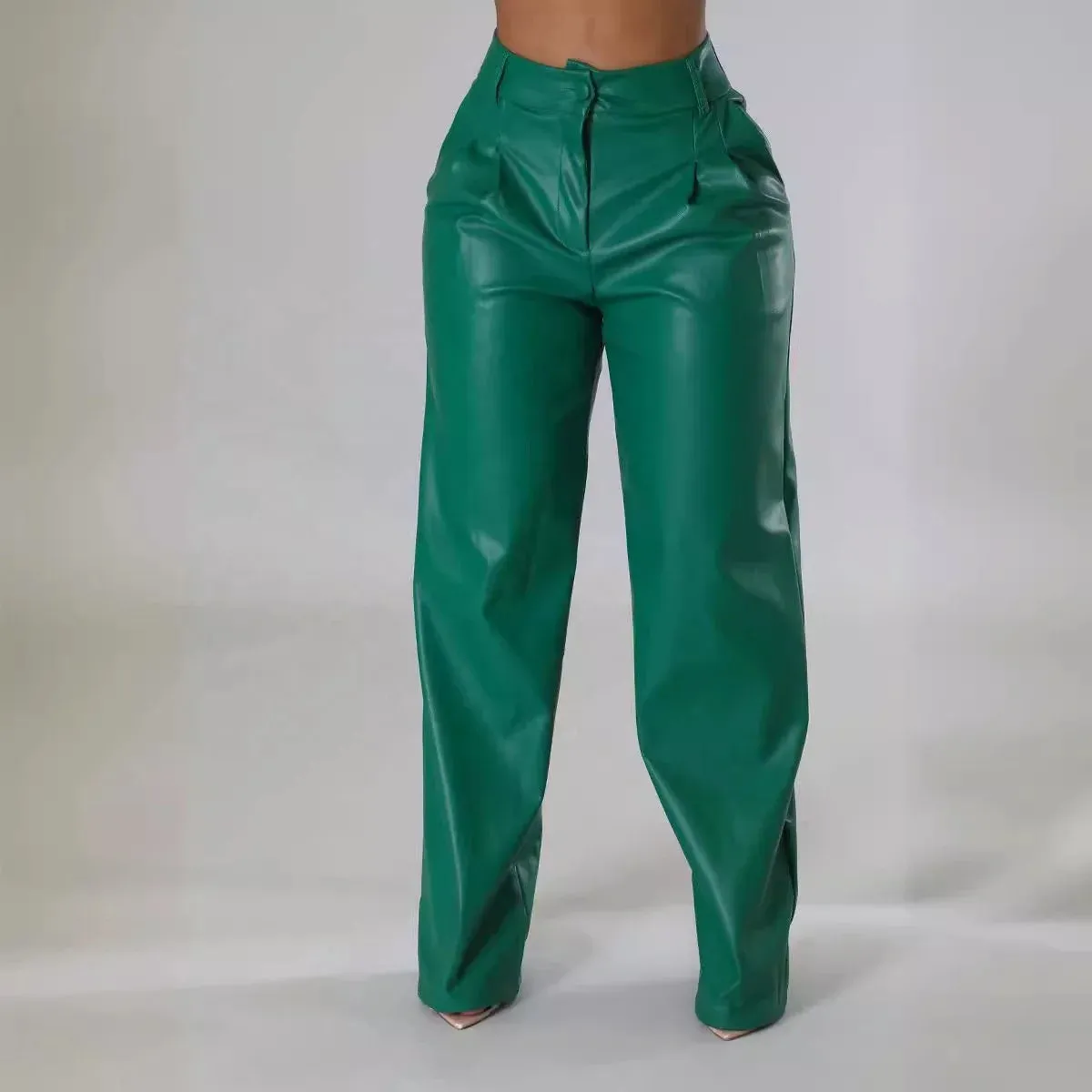 Trend4us Luxe Wide-Leg Faux Leather Trousers