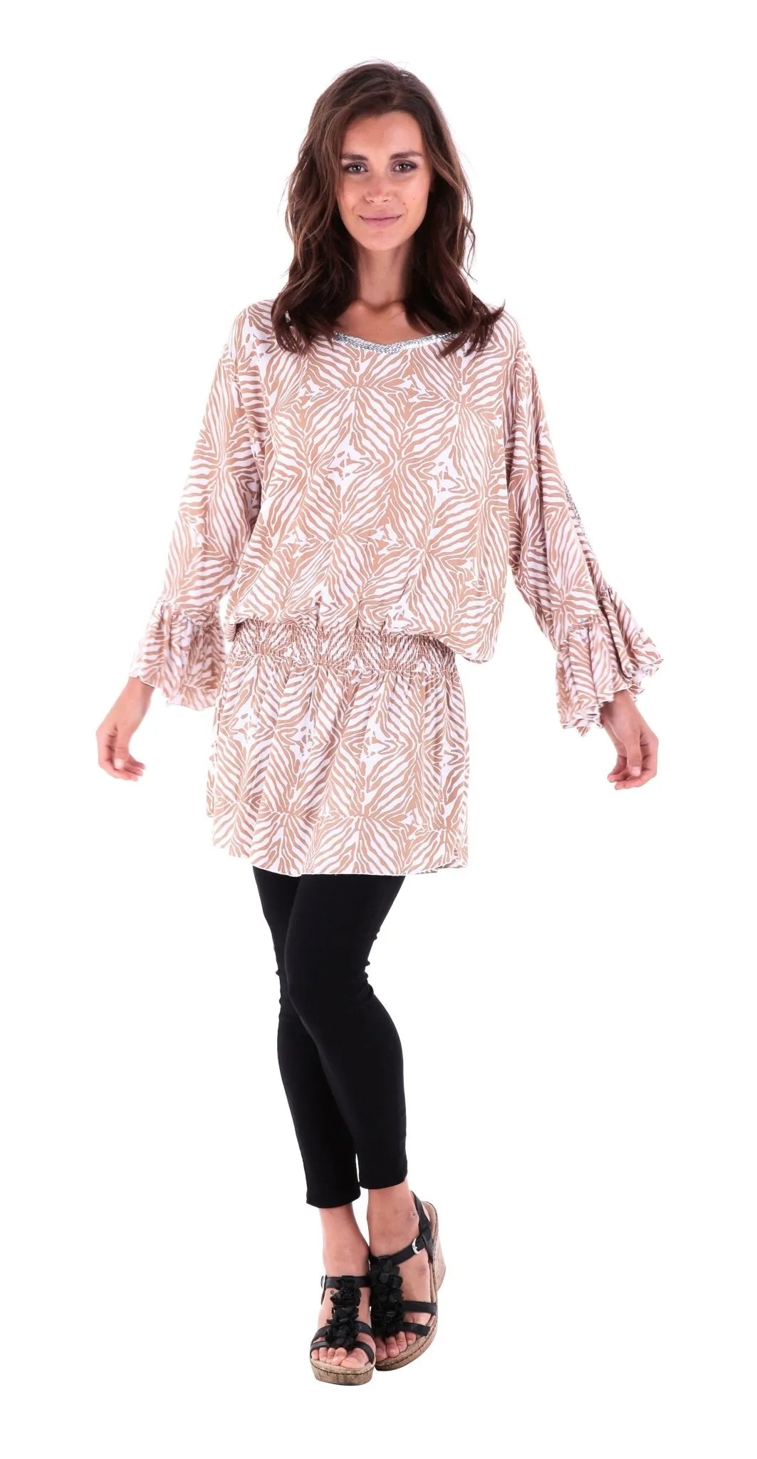 Tunic Top with Hand-Sewn Silver Sequins