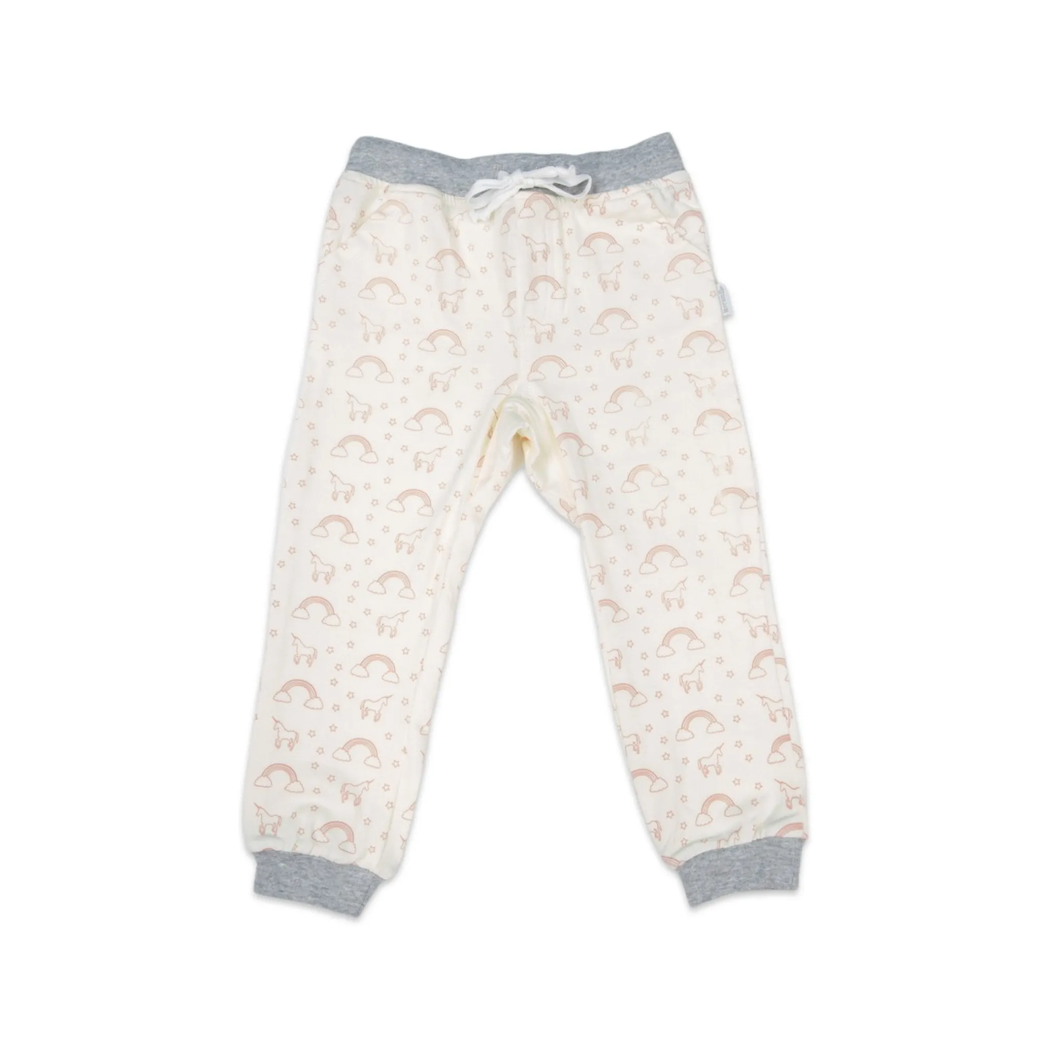 Unicorns & Rainbows Print Cotton Pant Cream