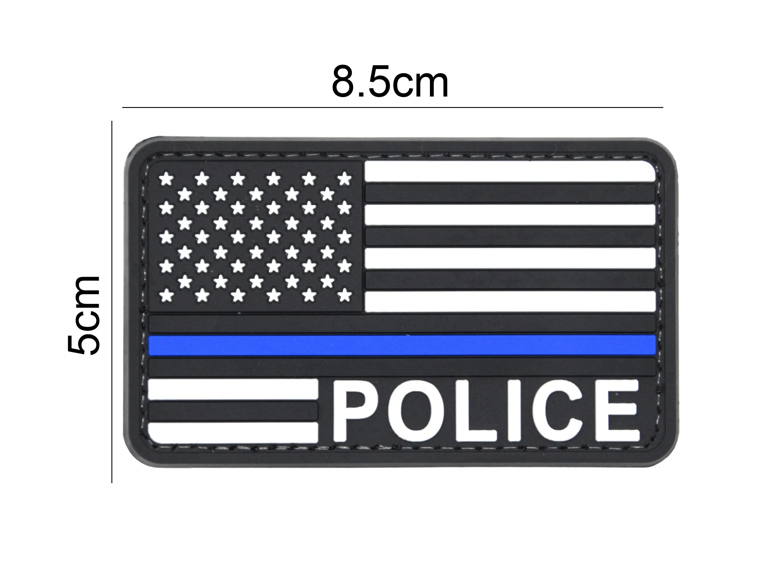 US Flag Police Blue Line Patch Black/White