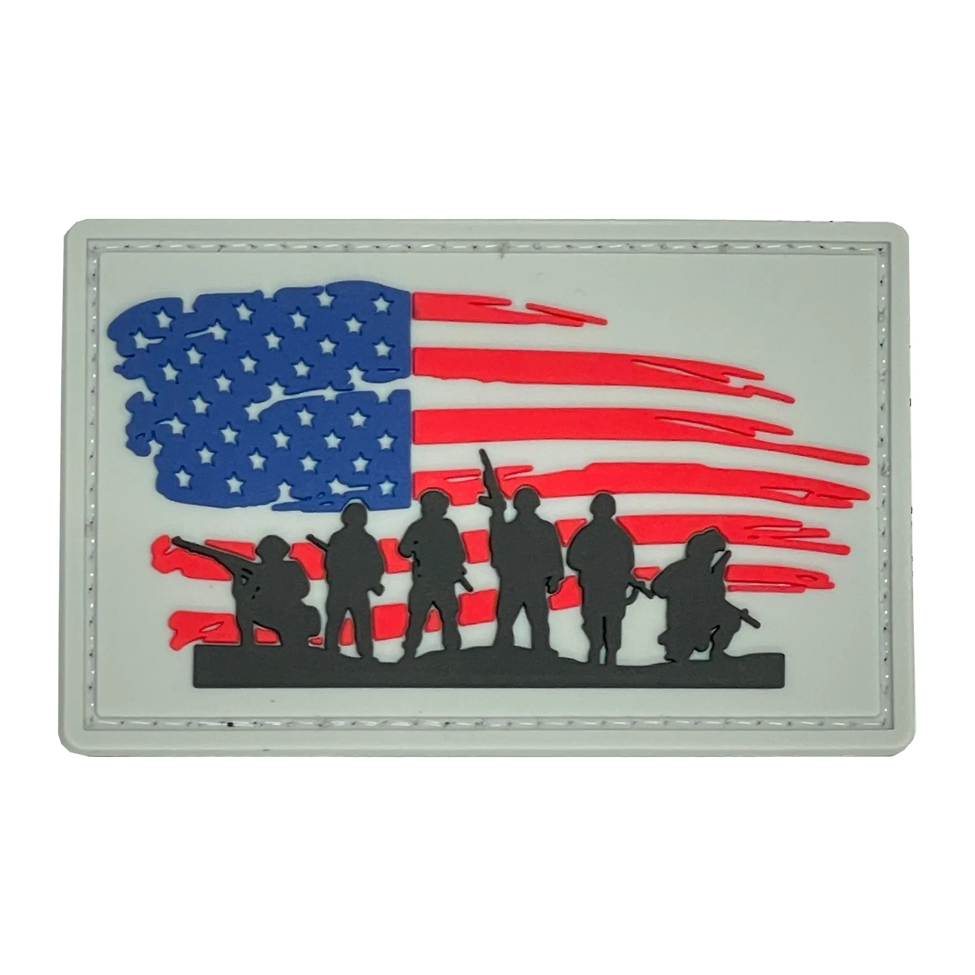 US Flag Worn w/ Soldiers Patch Full Color