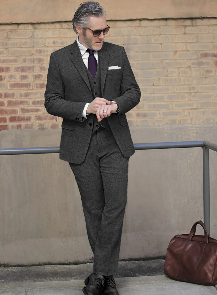 Vintage Dark Gray Weave Tweed Suit