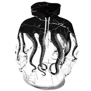 White Black Octopus Hoodie