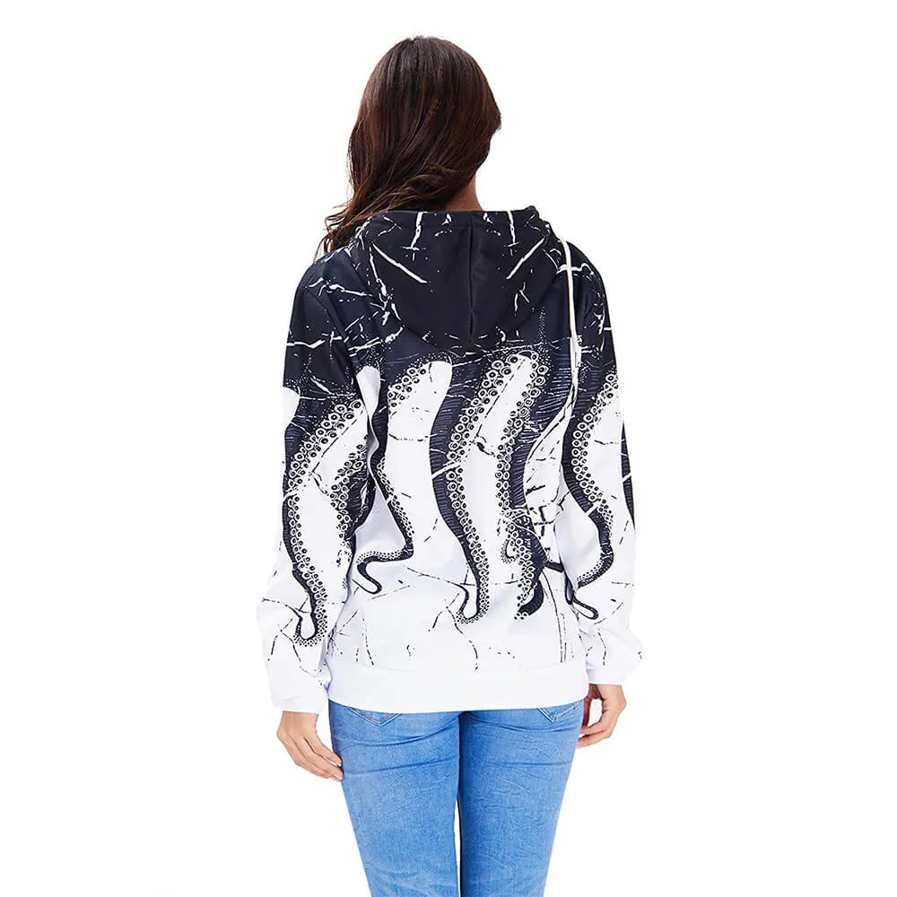 White Black Octopus Hoodie