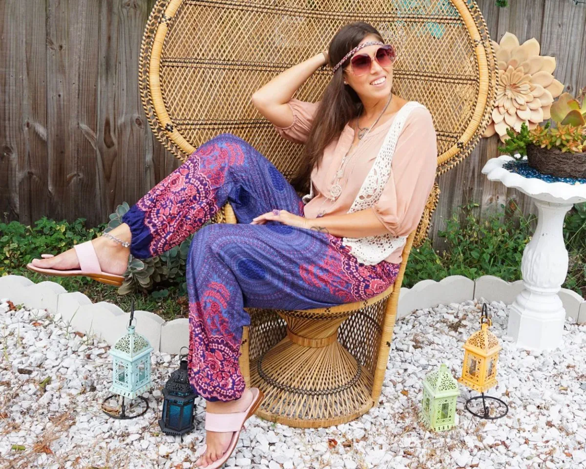 Women's Mandala Harem Pants Lavender Dreams