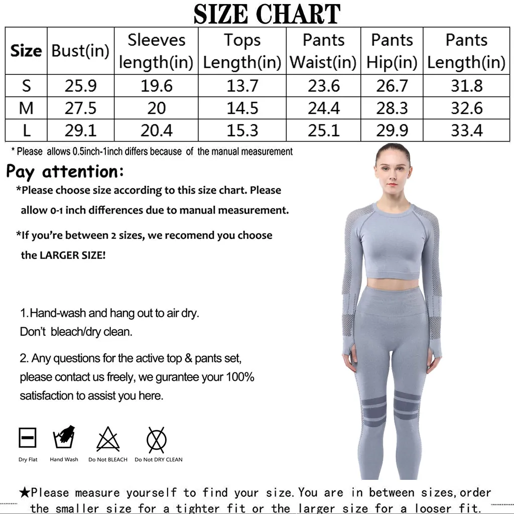 Women's Sportwear Workout Sets  two Piece Outfits Seamless High Waist Yoga Leggings Long Sleeve Gym Clothes