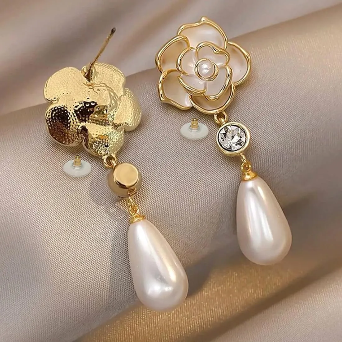 Yellow Chimes Earrings for Women | 2 Pair Combo of Floral Designed Pearl Drop Earrings | Birthday Gift for Girls and Women Anniversary Gift for Wife