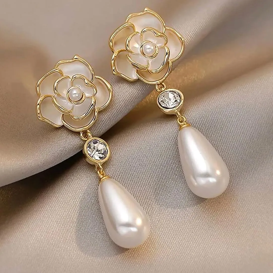 Yellow Chimes Earrings for Women | 2 Pair Combo of Floral Designed Pearl Drop Earrings | Birthday Gift for Girls and Women Anniversary Gift for Wife